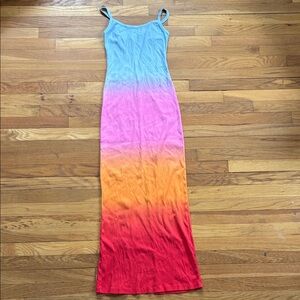 Young Fabulous Broke Maxi Dress Small Ombré Ribbed Bodycon Spaghetti Strap Modal